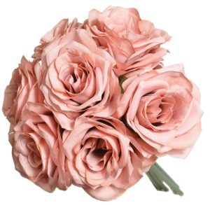 Ashley Rose Bouquet x7, 12" Mauve | Pioneer Wholesale Pre-mades