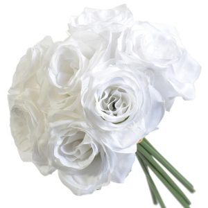 Ashley Rose Bouquet x7, 12" White | Pioneer Wholesale Pre-mades