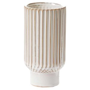 Astor Ceramic Vase 4.25×4.5×8" Ivory | Pioneer Wholesale Compotes & Urns