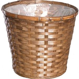 Bamboo Planter 13×11" w/Sewn-In Liner – Brown Stained Brown Stained | Pioneer Wholesale Pot Covers