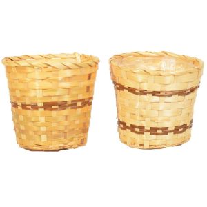 Bamboo Planter – Fits 6" Pots – Natural Natural | Pioneer Wholesale Pot Covers