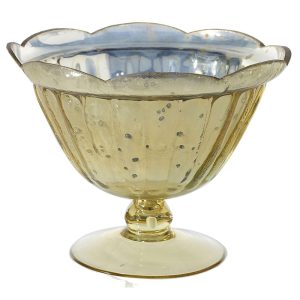 Carraway Glass Compote 8×5.75" Gold | Pioneer Wholesale Colored Glass Vases