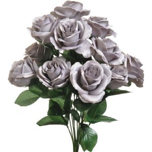 Colorfast "Kylie" Open Rose Bush x12, 17" Ash | Pioneer Wholesale Colorfast Flowers