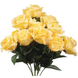 Colorfast "Kylie" Open Rose Bush x12, 17" Baby Yellow | Pioneer Wholesale Colorfast Flowers