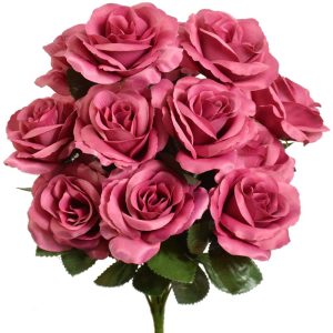 Colorfast "Kylie" Open Rose Bush x12, 17" Berry | Pioneer Wholesale Colorfast Flowers