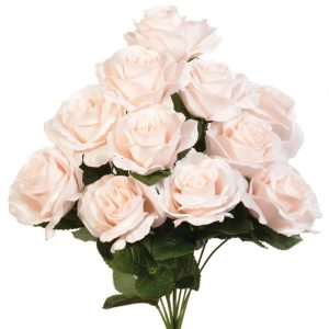 Colorfast "Kylie" Open Rose Bush x12, 17" Blush | Pioneer Wholesale Colorfast Flowers