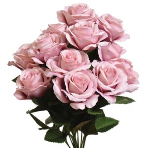 Colorfast "Kylie" Open Rose Bush x12, 17" Dusty Pink | Pioneer Wholesale Colorfast Flowers