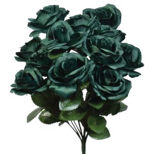 Colorfast "Kylie" Open Rose Bush x12, 17" Emerald Green | Pioneer Wholesale Colorfast Flowers