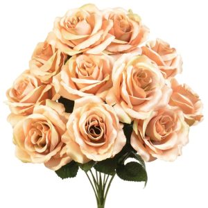 Colorfast "Kylie" Open Rose Bush x12, 17" Latte | Pioneer Wholesale Colorfast Flowers