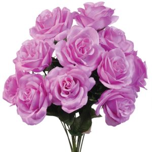 Colorfast "Kylie" Open Rose Bush x12, 17" Lavender | Pioneer Wholesale Colorfast Flowers