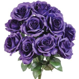 Colorfast "Kylie" Open Rose Bush x12, 17" Purple 3 | Pioneer Wholesale Colorfast Flowers