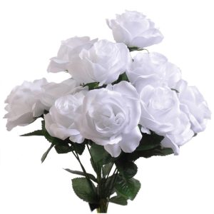 Colorfast "Kylie" Open Rose Bush x12, 17" White | Pioneer Wholesale Colorfast Flowers