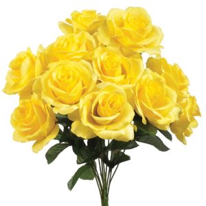 Colorfast "Kylie" Open Rose Bush x12, 17" Yellow | Pioneer Wholesale Colorfast Flowers