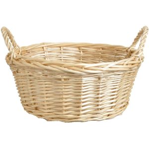 Deep Round Willow Basket w/Side Handles & Liner 14” – Natural Natural | Pioneer Wholesale Plastic Liners