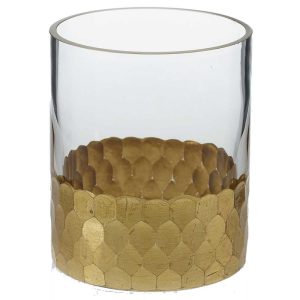 Elsa Glass Vase 3.25×4" Gold/Clear | Pioneer Wholesale Clear Glass Vases