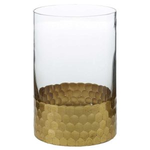 Elsa Glass Vase 4×6" Gold/Clear | Pioneer Wholesale Clear Glass Vases