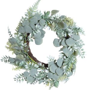 Eucalyptus, Fern & Berries Wreath 24" Green | Pioneer Wholesale Wreaths