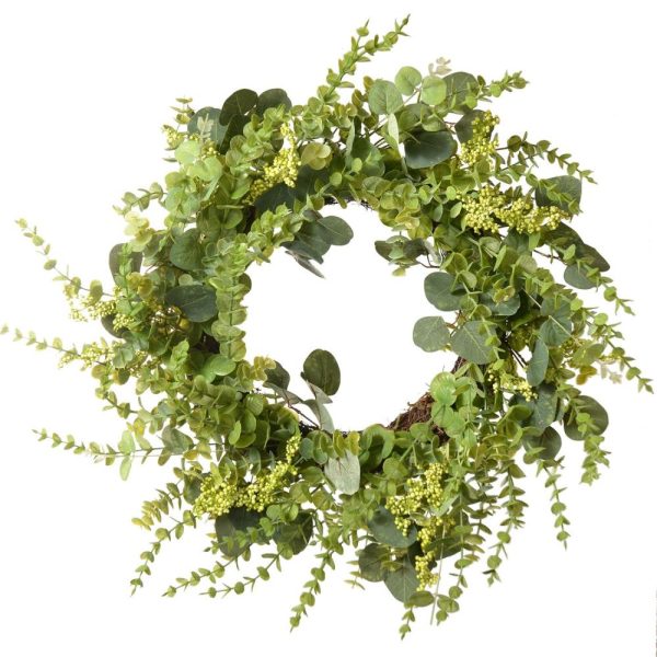 Eucalyptus & Berries Wreath 24" Green | Pioneer Wholesale Wreaths