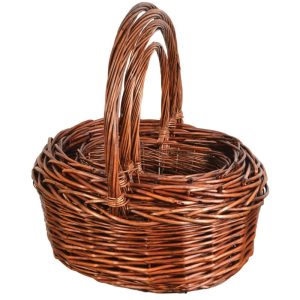 Extra-Large Oval Heavy Full Willow Baskets Set of 4 – Brown Stained Brown Stained | Pioneer Wholesale Full Willow