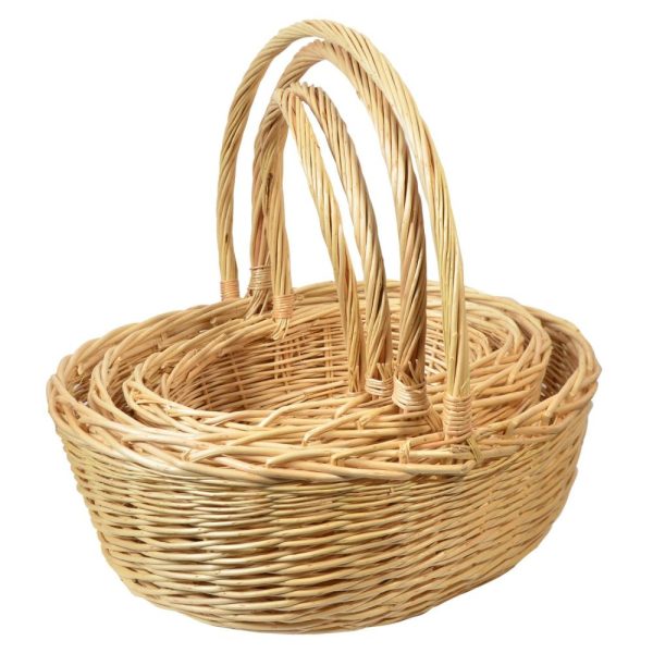 Extra Large Oval Heavy Full Willow Baskets Set of 4 – Natural Natural | Pioneer Wholesale Peeled Willow