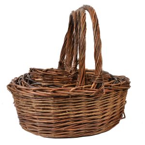 Extra Large Oval Heavy Unpeeled Willow Baskets Set of 4 – Rustic Rustic | Pioneer Wholesale No Liner