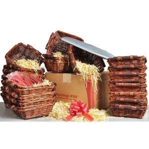 Gift Basket Kit – 10" Square Stained Full Willow Basket | Pioneer Wholesale Gift Basket Kits