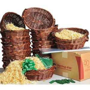 Gift Basket Kit – 15.5" Oval Stained Full Willow Basket | Pioneer Wholesale Gift Basket Kits