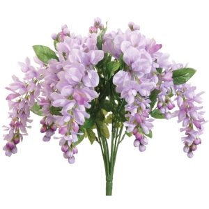 Hanging Wisteria Bush x9, 19" Light Lilac | Pioneer Wholesale Hanging Flower Bushes