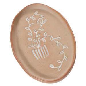 Hayseed Oval Ceramic Tray 6×3.75×0.5" Brown | Pioneer Wholesale Ceramic