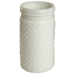 Hobnail Glass Jar 4×7.5" White | Pioneer Wholesale Round