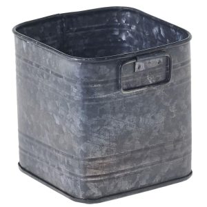 Irondale Metal Cube 4.75×5" Gray | Pioneer Wholesale Metal Containers