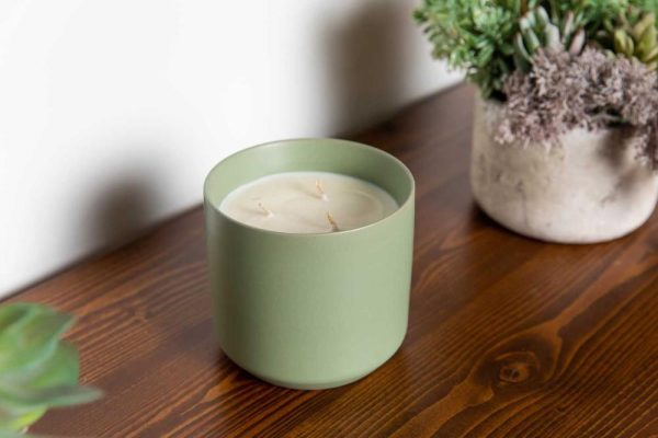 Kendall Ceramic Pot 4.75×4.5" Green | Pioneer Wholesale Candleholders