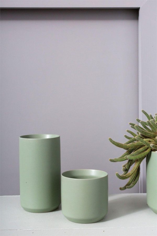 Kendall Ceramic Pot 4.75×4.5" Green | Pioneer Wholesale Candleholders