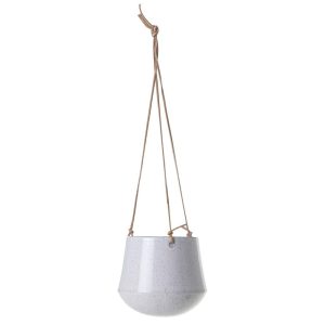 Kenzie Ceramic Hanging Pot 6.5×5.75" White Speckled | Pioneer Wholesale Ceramic