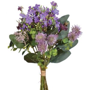 Lilac, Thistle & Eucalyptus Bouquet x11, 14" Purple | Pioneer Wholesale Other Stems