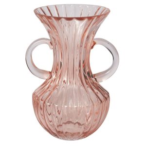 Melody Glass Vase 5.75×4.75×8" Pink | Pioneer Wholesale Colored Glass Vases