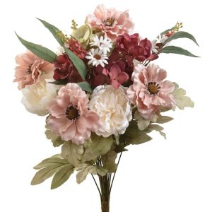 Mixed Anemone, Hydrangea, Peony Bush x16, 22" Pink/Burgundy/Cream | Pioneer Wholesale Premium Mixed Flower Bushes