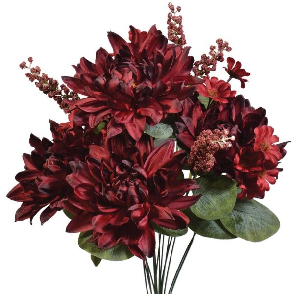 Mixed Dahlia, Daisy & Filler Bush x14, 21" Burgundy | Pioneer Wholesale Everyday Mixed Flower Bushes