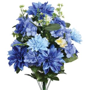 Mixed Dahlia, Hydrangea & Rose Bush x24, 26" Blue/Cream | Pioneer Wholesale Everyday Mixed Flower Bushes