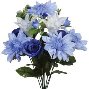 Mixed Dahlia, Lily & Rose Bush x13, 16" Blue | Pioneer Wholesale Everyday Mixed Flower Bushes