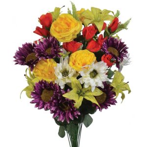 Mixed Dahlia & Sunflower Bush x36, 30" Yellow/Purple/Beauty | Pioneer Wholesale Monument Bushes