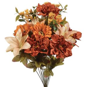 Mixed Dahlia, Zinnia & Lily Bush x14, 20" Brown | Pioneer Wholesale Everyday Mixed Flower Bushes