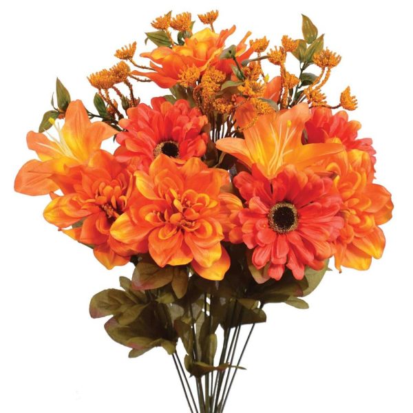 Mixed Dahlia, Zinnia & Lily Bush x14, 20" Orange | Pioneer Wholesale Everyday Mixed Flower Bushes