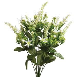 Mixed Flower, Berry & Leaf Bush x12, 19" Cream | Pioneer Wholesale Filler Bushes