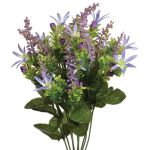 Mixed Flower, Berry & Leaf Bush x12, 19" Purple | Pioneer Wholesale Filler Bushes