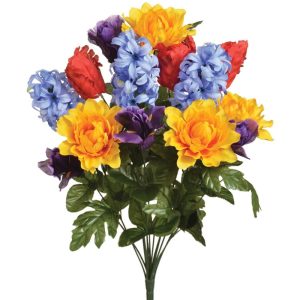 Mixed Hyacinth, Tulip & Dahlia Bush x14, 19" Multi | Pioneer Wholesale Value Mixed Flower Bushes