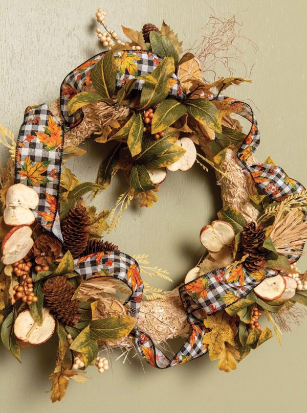 Mixed Leaves, Fruit Slices & Berries Spray w/Pine Cones 28" Beige/Green | Pioneer Wholesale Fruit Decor