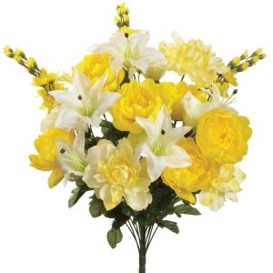 Mixed Lily, Peony & Dahlia Bush x24, 24" Yellow/White | Pioneer Wholesale Premium Mixed Flower Bushes