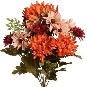 Mixed Mum & Daisy Bush x12, 20" Orange/Burgundy | Pioneer Wholesale Premium Mixed Flower Bushes