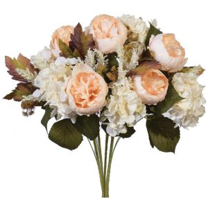 Mixed Peony & Hydrangea Bush x15, 23" Cream | Pioneer Wholesale Everyday Mixed Flower Bushes